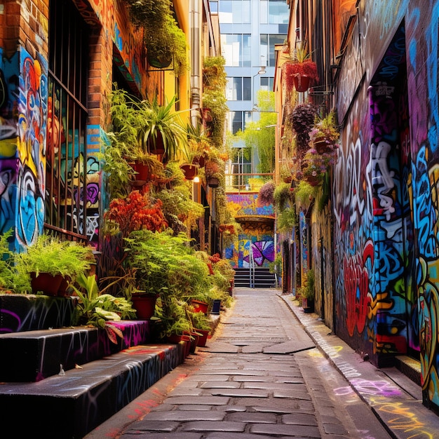 Hidden Gem in Melbourne Enchanting Street Art Alleyway leading to Whimsical Park