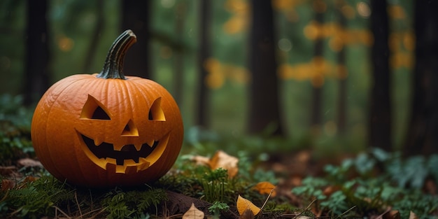 Hidden in the Woods Glowing Pumpkin Creates Spooky Ambiance Halloween Scene