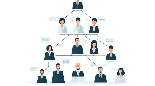 Photo a hierarchical organizational chart with multiple levels of management