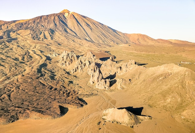 High angle aerial view of Teide National Park in Tenerife