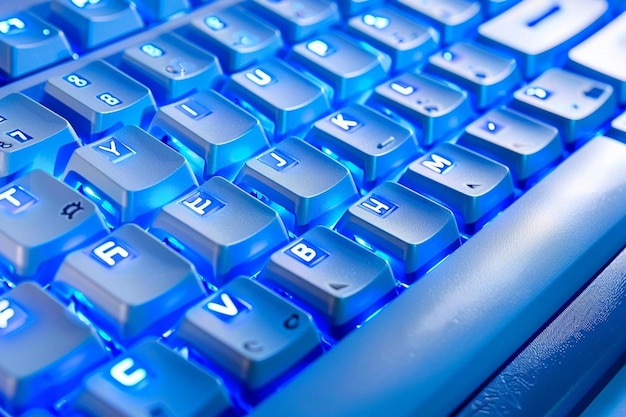 High angle blue and white keyboard