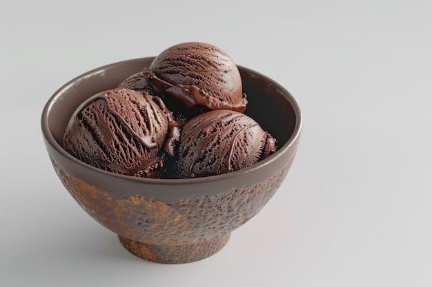 Photo high angle bowl woth chocolate ice cream