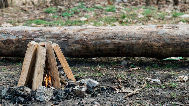 High angle campfired outdoor