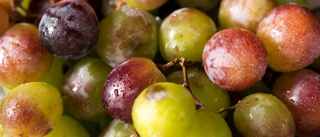 High angle of lots of autumn grapes