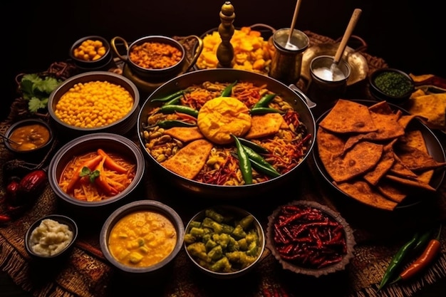 High angle pakistan food arrangement