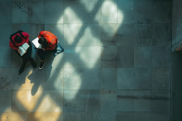 Photo high angle people reading together