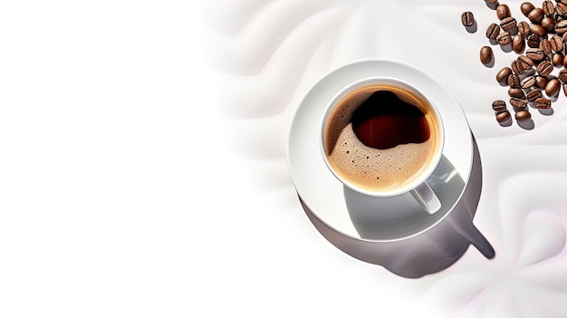 A high angle photo of a coffee mug against a white background generated by AI