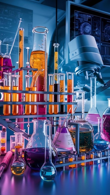 High angle science elements with chemicals arrangement