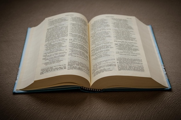 High angle shot of open Holy Bible in polish