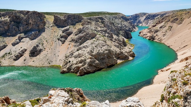 High angle view of amazing river canyon. Zrmanja, Croatia.