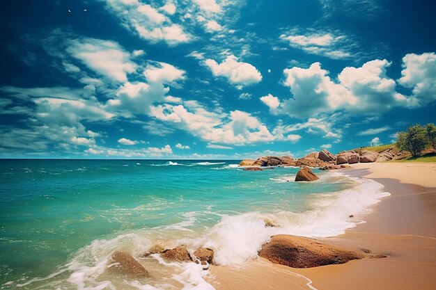 High angle view of the beach and the sea under the sunlight