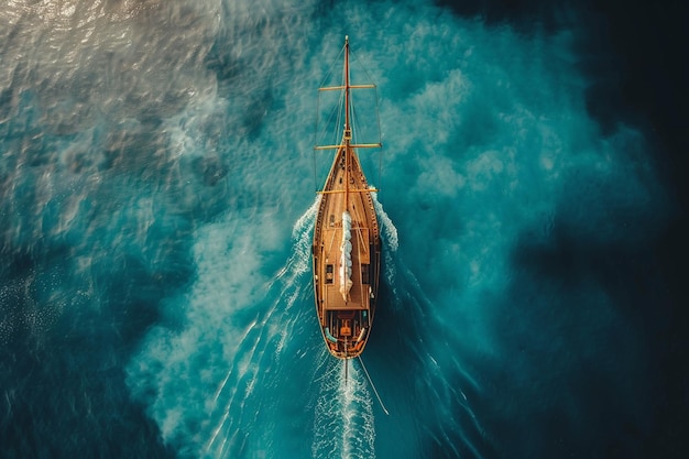 High angle view of boat in sea