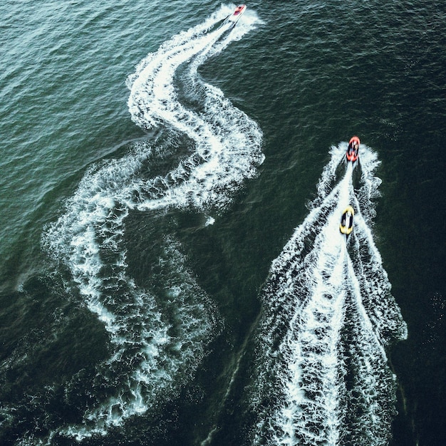 Photo high angle view of boats on sea