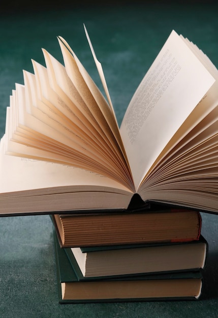 High angle view of books on table