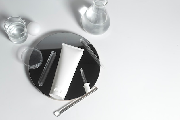 High angle view of bottle on table against white background