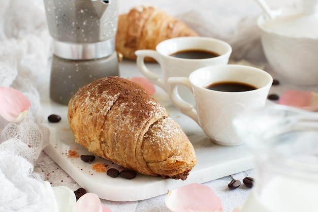 High angle view of breakfast served on table