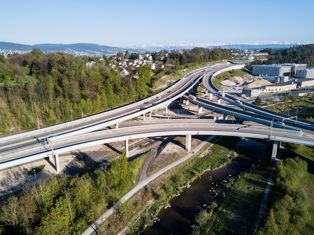 Photo high angle view of bridge in city