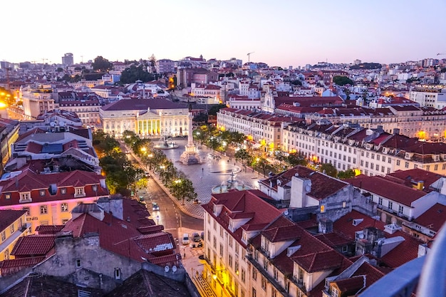 High angle view of buildings in city against sky