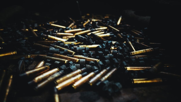 High angle view of bullets on floor