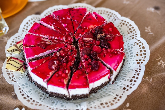 High angle view of cake on table