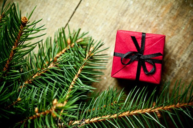 High angle view of christmas tree in box