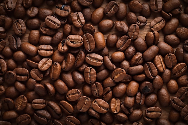 High angle view of coffee beans on white background