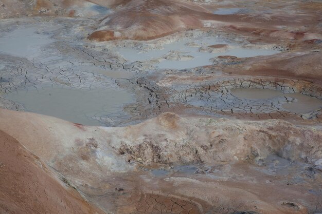 High angle view of cooled volcanic lava