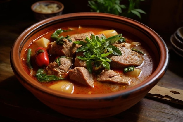 High angle view of curry in bowl