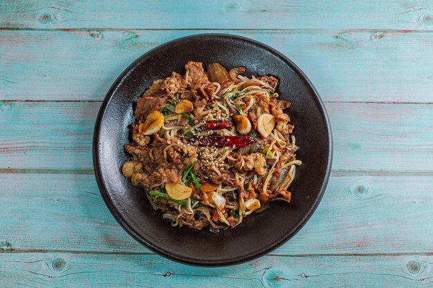 Photo high angle view of food in bowl on table