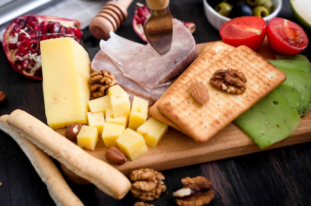 High angle view of food on table