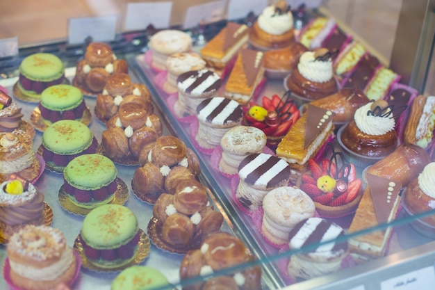 High angle view of fresh pastries at store