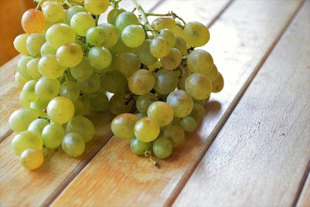 High angle view of grapes on table