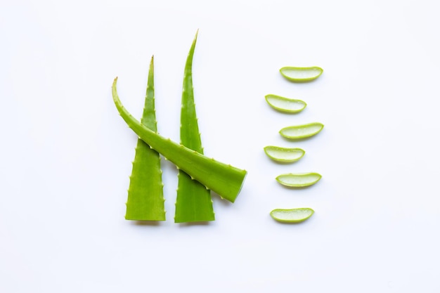 High angle view of green chili pepper against white background