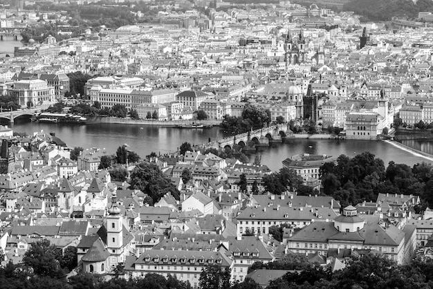 High angle view on historical part of Prague Czech Republic