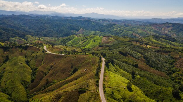 High angle view of landscape    Mountain in  Nan province Thailand