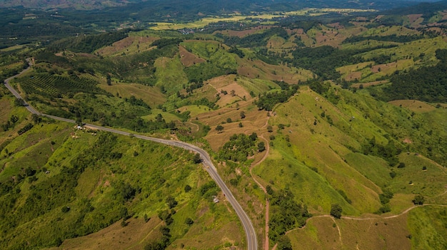 High angle view of landscape    Mountain in  Nan province Thailand