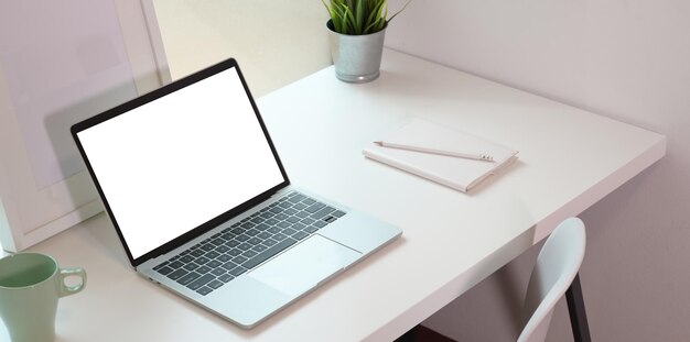 High angle view of laptop on table