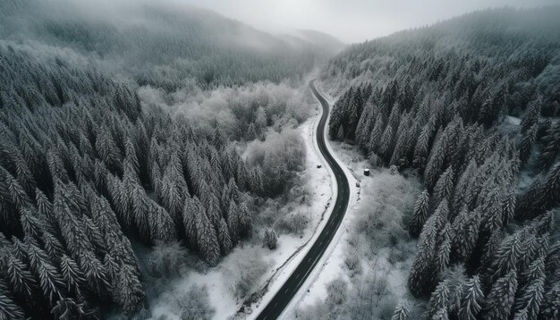 A high angle view of a mountain range in monochrome generated by AI