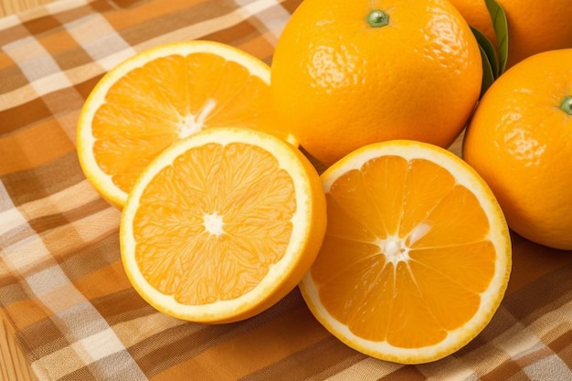 High angle view of orange fruits on table