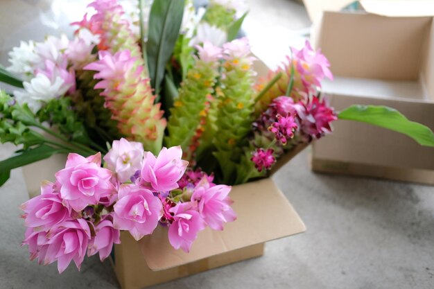 High angle view of pink flowering plant