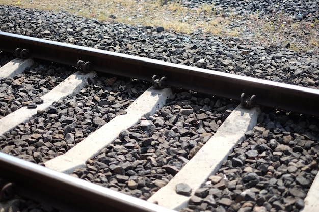 High angle view of railroad tracks