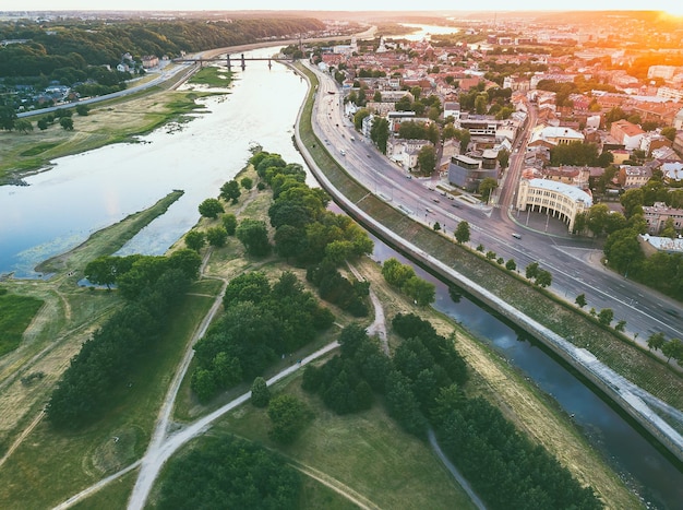 High angle view of road in city