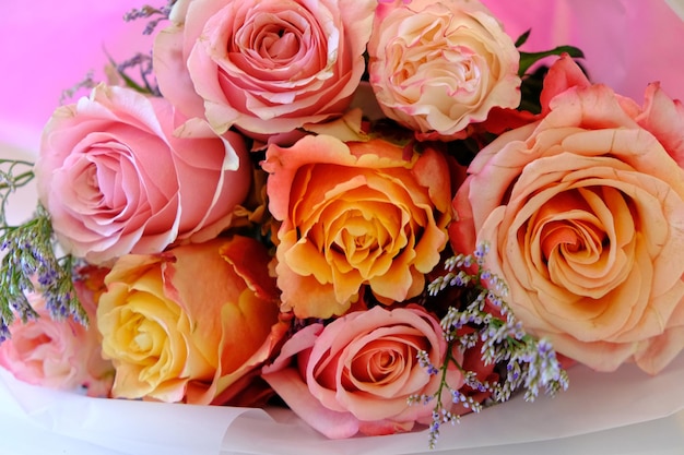 High angle view of rose bouquet