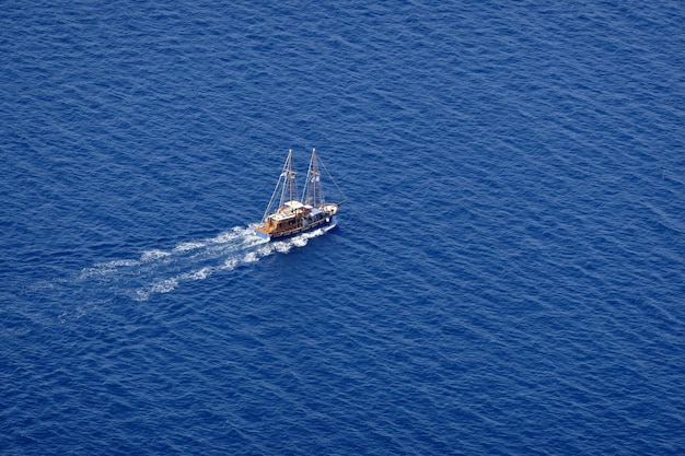 High angle view of sailboat on sea