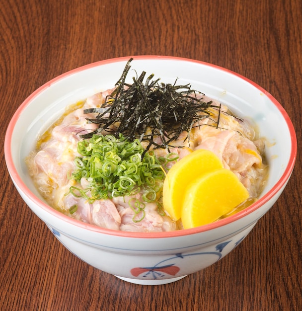 High angle view of soup in bowl on table