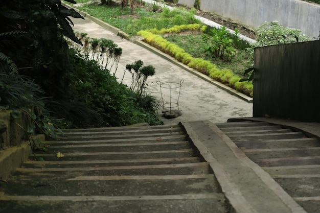 High angle view of steps leading towards park