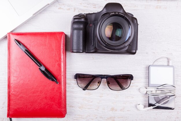 High angle view of sunglasses on table