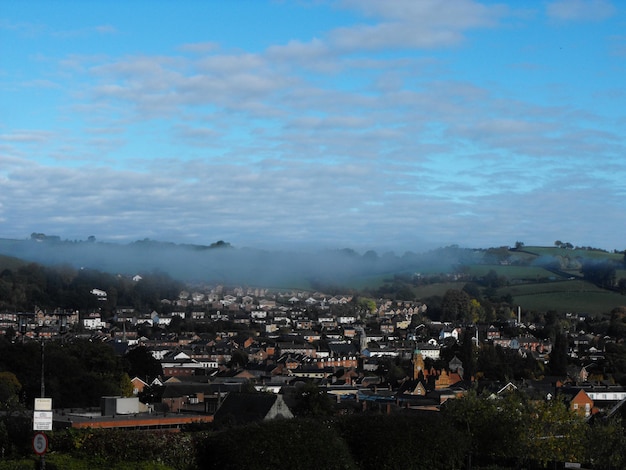 High angle view of townscape against sky