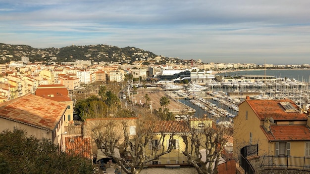 High angle view of townscape against sky