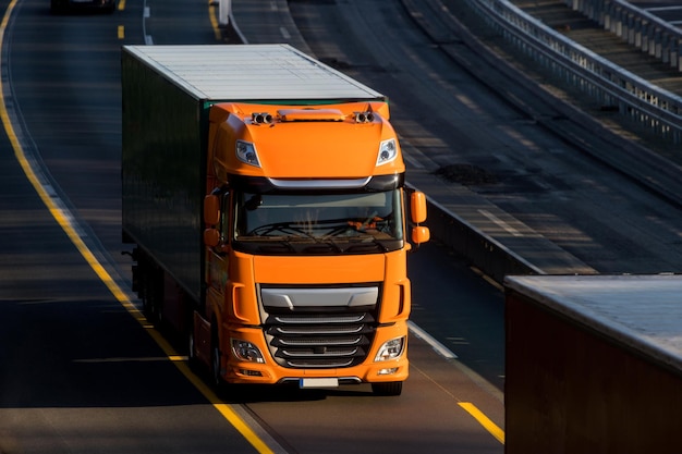 High angle view of truck on road